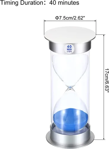 Vista 2 de PATIKIL Temporizador de arena de 40 minutos, reloj de arena con cubierta de plástico, vidrio de arena para juegos, cocina, recuerdos de fiesta, Azul