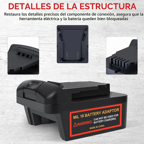 Vista 3 de Conversión de adaptador de batería para Milwaukee a Dewalt