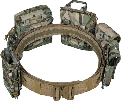 Vista 8 de YAKEDA Molle - Cinturón de batalla con accesorios – Cinturón táctico de combate Airsoft resistente (8 piezas)