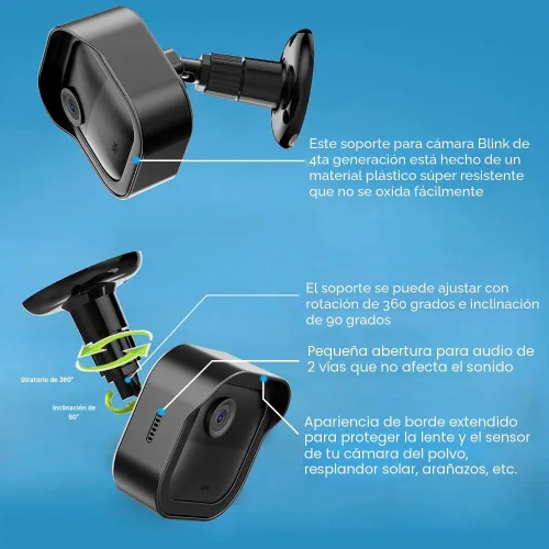Vista 2 de Blink - Soporte lateral de vinilo para exteriores con funda impermeable, soporte de montaje sin agujeros y cubierta a prueba de clima completo