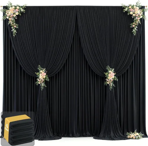 Vista 54 de 20 pies x 12 pies Cortinas de Telón de Fondo Azul Bebé Sin Arrugas para Bodas y Fiestas, Telón de Fondo de Tela Azul, Cortinas para Bodas