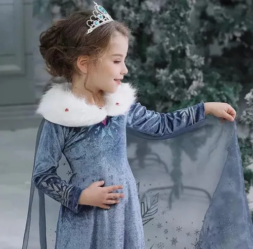 Vista 4 de Disfraz de princesa Elsa Frozen de terciopelo con accesorios