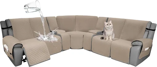 Vista 65 de Fundas de terciopelo 10% impermeables para sofá modular reclinable en forma de L, 1 pieza, fundas acolchadas para sofá reclinable esquinero, juego