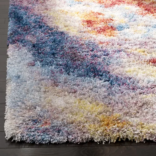 Vista 3 de SAFAVIEH Gypsy Shag Collection - Alfombra decorativa de 2 pies 3 pulgadas x 4 pies, color óxido y marfil, diseño abstracto, no desprende pelusa