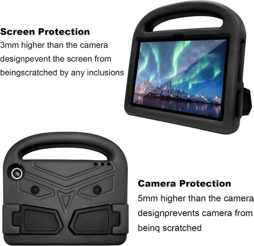 Vista 4 de Funda para tablet Kindle Fire 7 para niños (12.ª generación, versión 2022) con mango de pie de apoyo de forraje resistente, espuma EVA suave, a