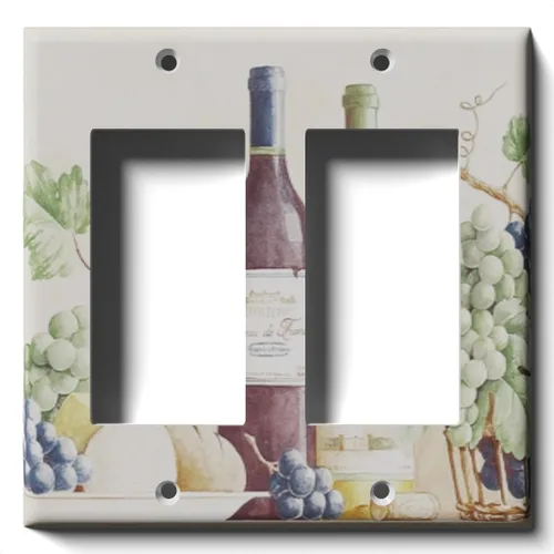 Vista 4 de Placa decorativa para salida - uvas y vino - Receptáculo doble dúplex