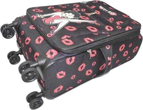 Vista 3 de Betty Boop Juego de equipaje con tamaño de transporte. 20", 24", 28", 3 piezas por juego. Ruedas giratorias. Expandible, ligero, Betty Leg-up