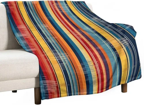 Vista 16 de Manta bohemia mexicana retro a rayas multicolor, manta bohemia étnica cálida de 30 x 40 pulgadas, suave manta de felpa mullida y acogedora manta