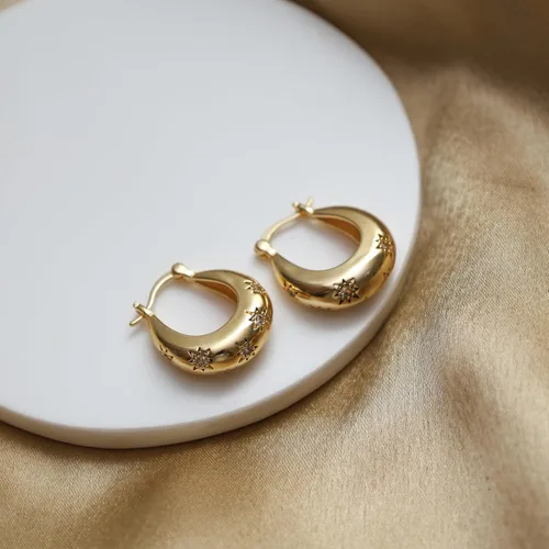 Vista 61 de Gempires - Aretes ligeros y gruesos, delicados y minimalistas, hipoalergénicos, chapados en oro, sin deslustre, diseño clásico, para uso diario