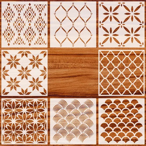 Vista 7 de Plantillas geométricas grandes de 12 pulgadas para manualidades, plantillas reutilizables de pintura de cara y pared para arte y decoración