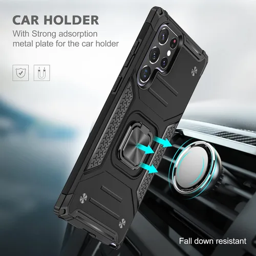 Vista 7 de YmhxcY Funda para Galaxy S22 Ultra para Galaxy S22 Ultra con protector de pantalla curvado 3D, funda de grado armadura con soporte giratorio