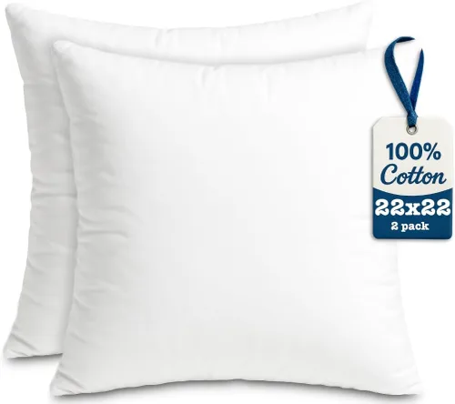 Vista 26 de Foamily Rellenos de almohada 100% algodón, paquete de 2 rellenos de almohada de 12 x 12 pulgadas para almohadas decorativas para sofá y cama