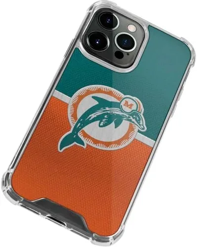 Vista 3 de Skinit Funda transparente compatible con iPhone 14 Pro Max, diseño vintage de Miami Dolphins con licencia oficial de la NFL