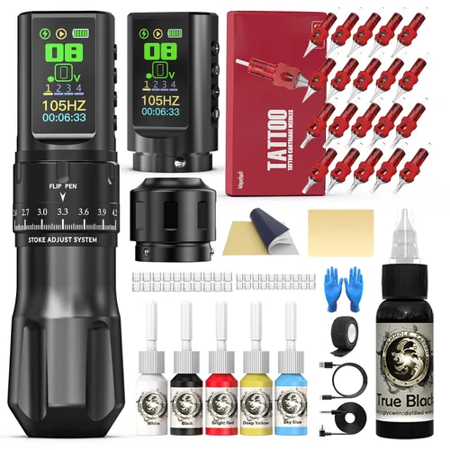 Vista 10 de WORMHOLE PRO AQUILA Kit de pistola de tatuaje inalámbrica 2PCS 1800mAh Negro 3