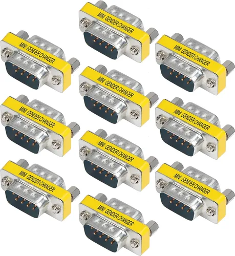 Vista 11 de 9 pines RS-232 DB9 macho a macho, hembra a hembra, adaptador de acoplador de cambiador de género (10 unidades)