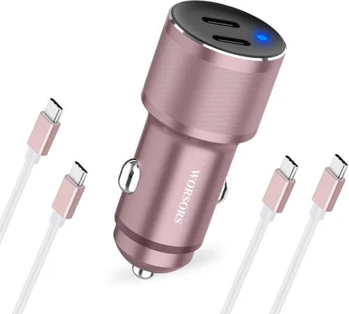 Vista 10 de Cargador de coche dual de 45W USB C, carga súper rápida de 90W máx, adaptador de encendedor de cigarrillos de 12V totalmente metálico para iPhone 17