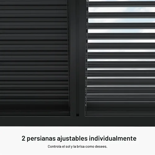 Vista 5 de PURPLE LEAF - Pérgola con listones de 10 x 12 pies, sistema de drenaje 94AS para patio, color gris Premium All-Aluminum Rustproof Build, Modern