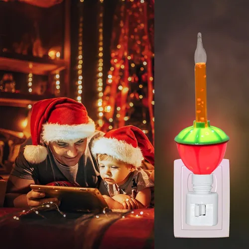 Vista 5 de Luces nocturnas de burbujas de Navidad enchufables a la pared, 1 luz nocturna de Navidad de burbujas multicolor + 1 bombilla de repuesto