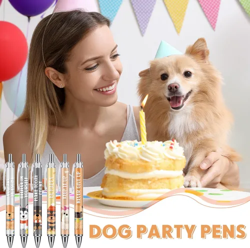 Vista 5 de Chuangdi 48 bolígrafos de perro lindos para escribir divertidos bolígrafos retráctiles Kawaii de tinta negra, punta fina, suave, regalo