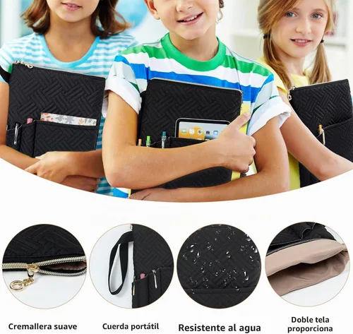 Vista 4 de Funda de libro APLUFINE con cremallera, protector de libro acolchado de 11"X9", fundas de libro acolchadas lavables para libros de tapa blanda