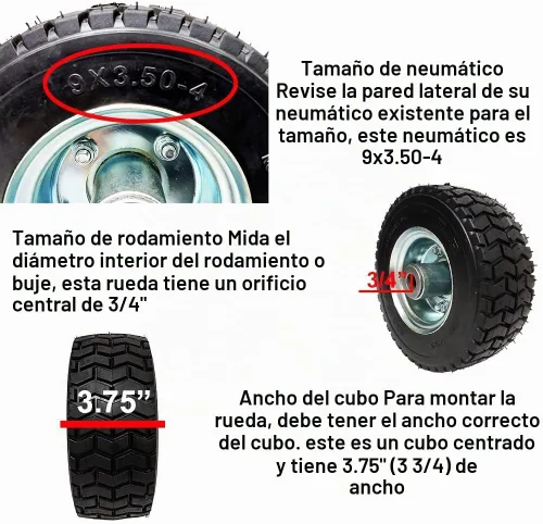 Vista 2 de Juego de 2 neumáticos de repuesto no planos para Velke Pro 1 Sulky 9X3.5-4 Black Wheel