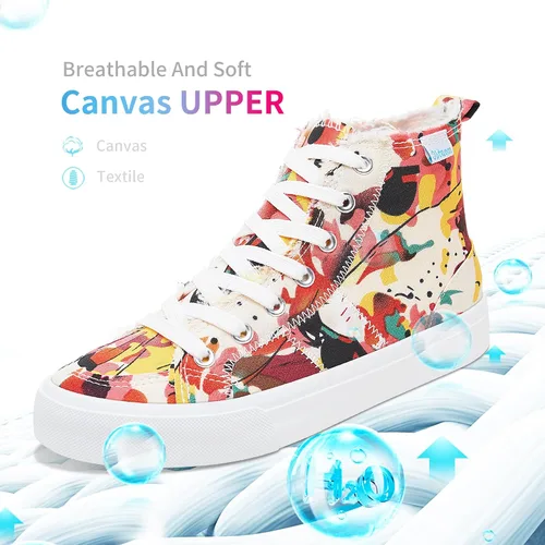 Vista 89 de Obtaom Zapatos de lona de alta calidad para mujer/hombre para jugar a media pantorrilla, zapatillas de deporte de moda casuales con cordones de alta