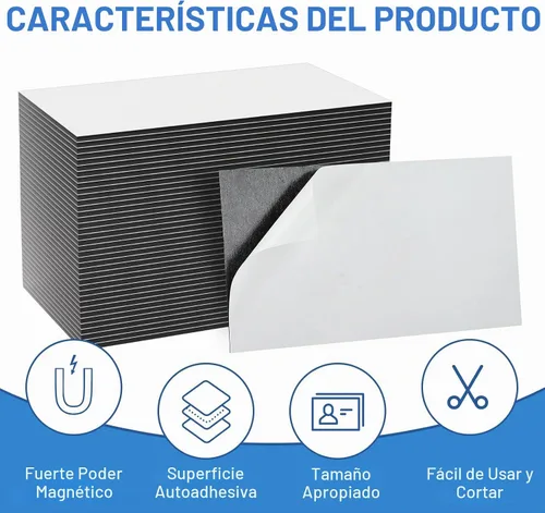Vista 2 de MaxGear Paquete de 50 imanes para tarjetas de visita para despegar y pegar