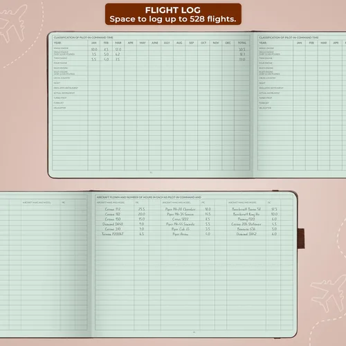 Vista 5 de Skyline Pilot Logbook, Professional Aviation Flight Log Book, Aviator Brown marrón (Aviator Brown)