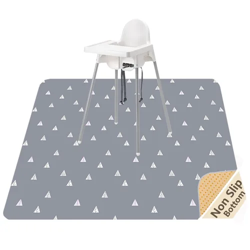 Vista 11 de Tapete de salpicaduras para bebé debajo de la silla alta, tapete de salpicaduras de 51 x 51 pulgadas, tapete impermeable y lavable, protector