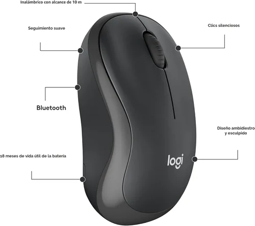 Vista 7 de Logitech Ratón inalámbrico Bluetooth silencioso compacto M240 - Grafito