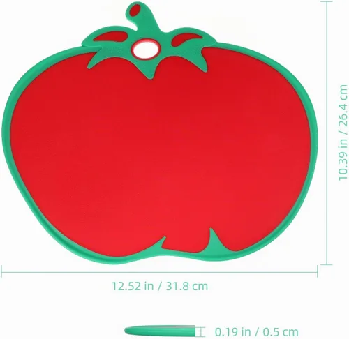 Vista 3 de Kichvoe Tabla de cortar con forma de tomate – Tabla de cortar alimentos de cocina de plástico para verduras, frutas, queso, carne Tapete de corte