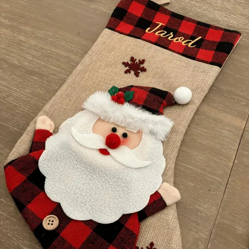 Vista 6 de Printualist Medias de Navidad Personalizadas (18 pulgadas) - Nombre Bordado Personalizado Rojo Verde Marfil Santa Ciervo Árbol Mascota Gato Perro