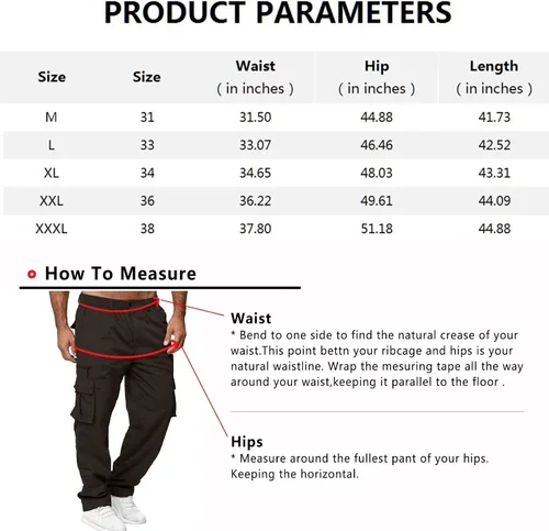 Vista 2 de Pantalones de carga para hombre, ligeros, tácticos, para senderismo, ajuste clásico, múltiples bolsillos