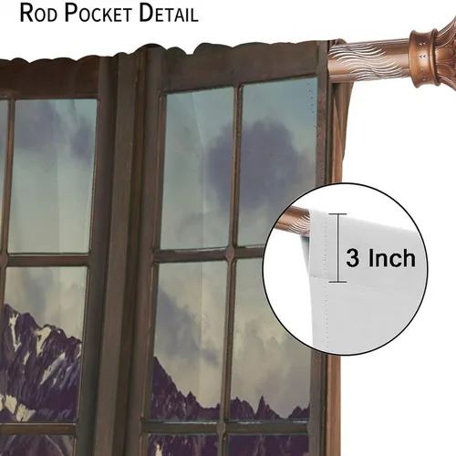 Vista 90 de Cortinas de paisaje, ventana 3D, primavera, bosque, vida silvestre, paisajes de naturaleza, dormitorio, sala de estar, cortinas térmicas opacas de 2