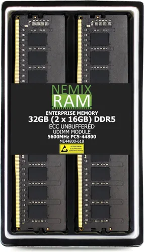 Vista 9 de Memoria RAM UDIMM NEMIX sin búfer UDIMM NEMIX de 16 GB 1X16GB DDR5 5600MHz PC5-44800 1Rx8 1.1V CL46 288-PIN ECC sin búfer