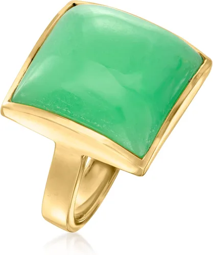 Vista 3 de Ross-Simons Anillo cuadrado de jade en oro de 18 quilates sobre plata esterlina Gema Jade