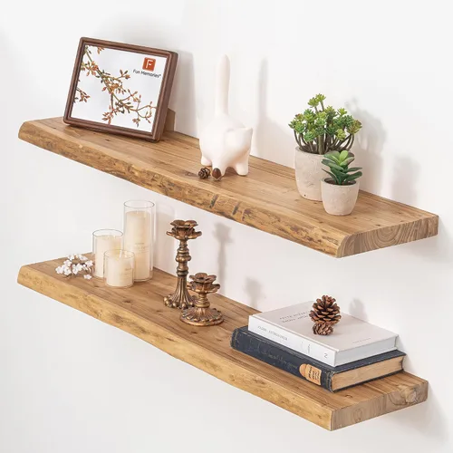 Vista 13 de Estantes flotantes para decoración de pared, estantes rústicos de madera recuperada de 24 x 8 pulgadas, estantes de montaje en pared resistentes