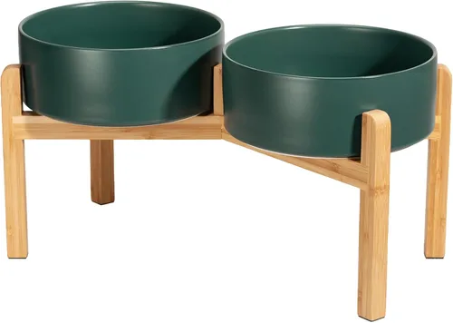 Vista 12 de Tazón elevado de cerámica para perros, 3.6 tazas de comida y agua para Rosa
