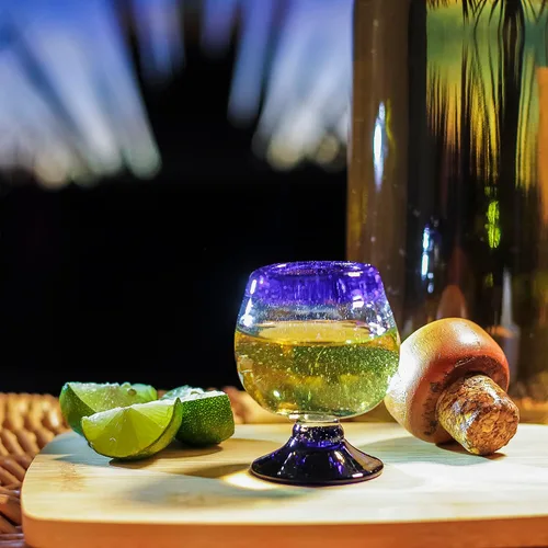 Vista 3 de Auténticos vasos de chupito de tequila mexicano soplados a mano - Juego de 4-2 oz - Mini snifters de vidrio - Base pesada - Coñac