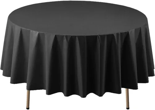 Vista 10 de Party Essentials Mantel redondo de plástico desechable de 84 pulgadas, 3 unidades, color negro