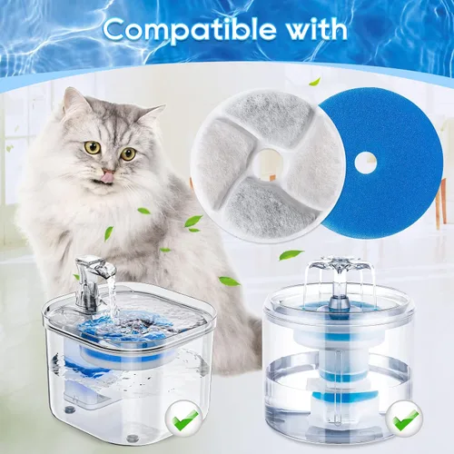 Vista 2 de Paquete de 8 + 8 filtros de fuente de agua para gatos, filtros de repuesto para fuente automática de mascotas, filtros de 4.13 pulgadas para fuente