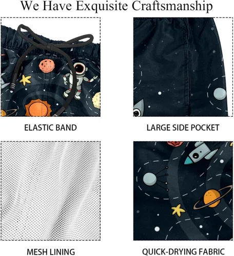 Vista 4 de Traje de baño para hombre, de secado rápido, con forro de malla, trajes de baño para el espacio exterior, Solay Rocket Earth Astronauta