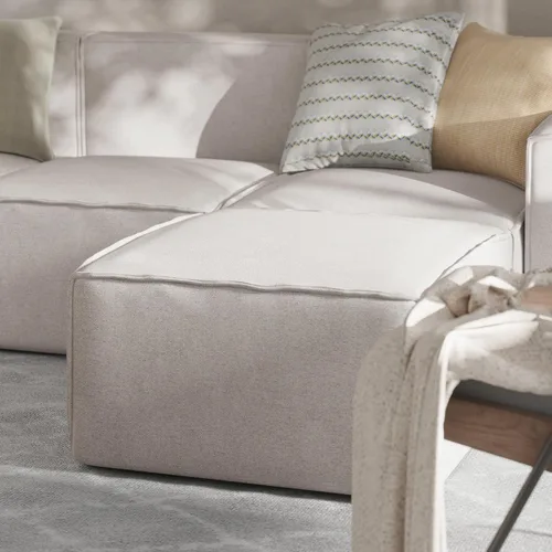 Vista 6 de Flash Furniture Bridgetown - Módulo otomano de tela para sofá seccional, sofá modular personalizable, otomano, color crema