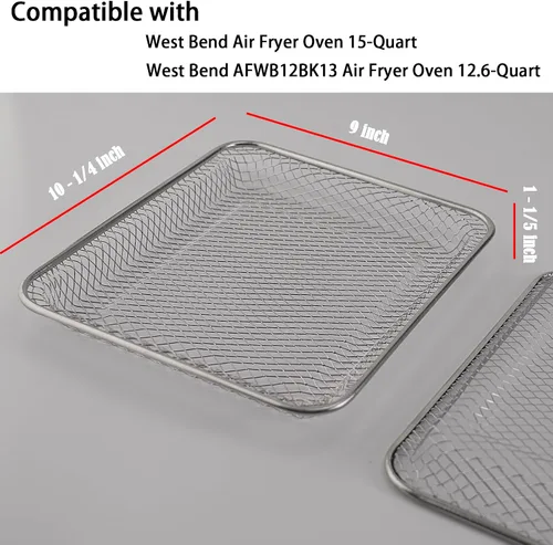 Vista 2 de Grill Baskets 3-Pack Stainless Steel Mesh Trays for Air Fryer Oven