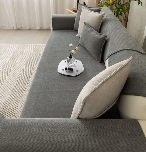 Vista 15 de vctops Funda de sofá con diseño de rayas cheurón estilo granja, protector de muebles de color sólido, funda de sofá suave antideslizante para Verde