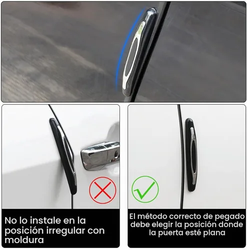 Vista 7 de 4 piezas protectores de borde de puerta de automóvil, protector de puerta lateral de automóvil, adecuado para varias almohadillas de automóvil, Negro