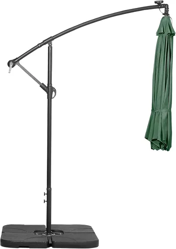 Vista 5 de WO Home Furniture Patio LED Umbrella 10ft Cantilever, Stand, Base Kits Verde oscuro