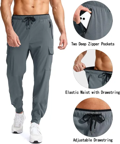 Vista 2 de G Gradual Men's Joggers Hiking Cargo Pants Multi Pockets Lightweight Quick Dry Athletic Travel Golf Outdoor