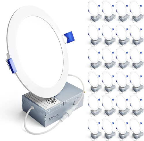 Vista 11 de Ensenior Paquete de 24 luces LED empotrables de 4 pulgadas, oblea regulable Blanco-5CCT