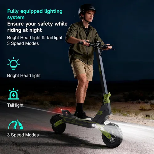 Vista 7 de Scooter eléctrico de 1500 W para adultos con 43 millas y 34 mph 2-Verde